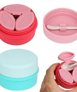 Adorila 2 Pack Silicone Makeup Containers, Leak-Proof Travel Cosmetic Jars for Creams with Lid, Travel Essentials Accessories for Toiletries (Blue, Pink)