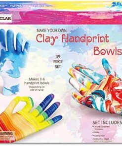 Arts and Crafts for Kids Girls Ages 8-12 6-8 4-8 4-6 - Make Your Own Clay Handprint Bowls, Gifts for 4 5 6 7 8 9 10 Year Old Girl (18 Colors)