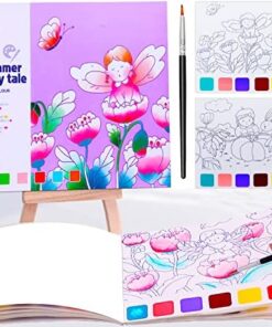 JUNQIU Watercolor Coloring Books for Kids Ages 4-8, Pocket Watercolor Painting Book for Toddlers, Arts and Crafts for Girls Boys, Water Colors Paint Kids