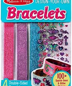Melissa & Doug Design-Your-Own Bracelets With 100+ Sparkle Gem and Glitter Stickers - Kids Snap Bracelets, Jewelry Crafts For Kids Ages 4+