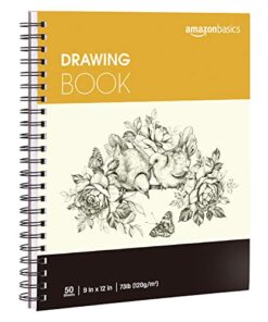 Amazon Basics Drawing Pad, 9"x12", 73 lb. / 120 gsm, 50 Sheets